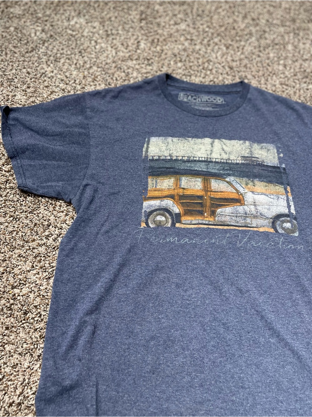 Men's Navy Graphic Tee - Surfboard Woodie Print